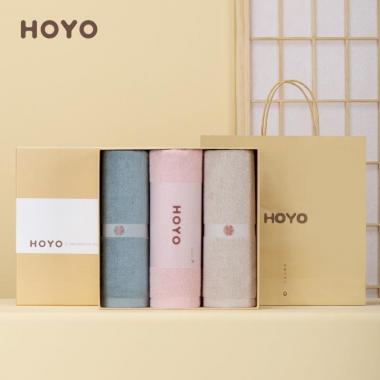 HOYO和风长绒棉毛巾三件套