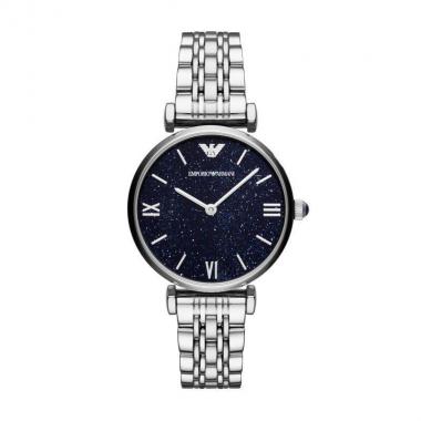 阿玛尼（Emporio Armani）休闲石英蝴蝶扣钢带女表