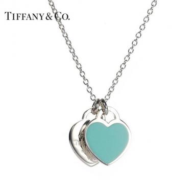 蒂芙尼Tiffany 蓝色双爱心吊坠项链
